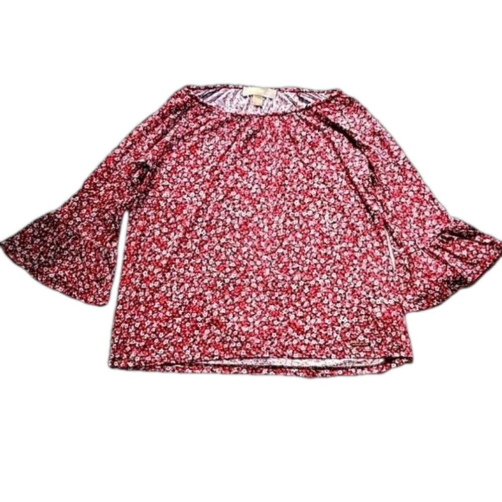MICHAEL Michael Kors Floral Flare Sleeve Top Blouse Small Mint Condition